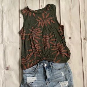 Tropical Tank Top w/ Front Tie